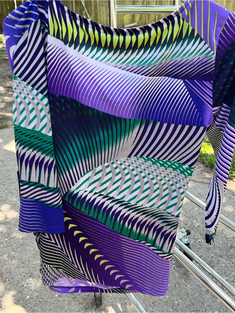 Jennifer Lopez Purple Green Abstract Cowl Neck Tunic Top - Picture 6 of 8